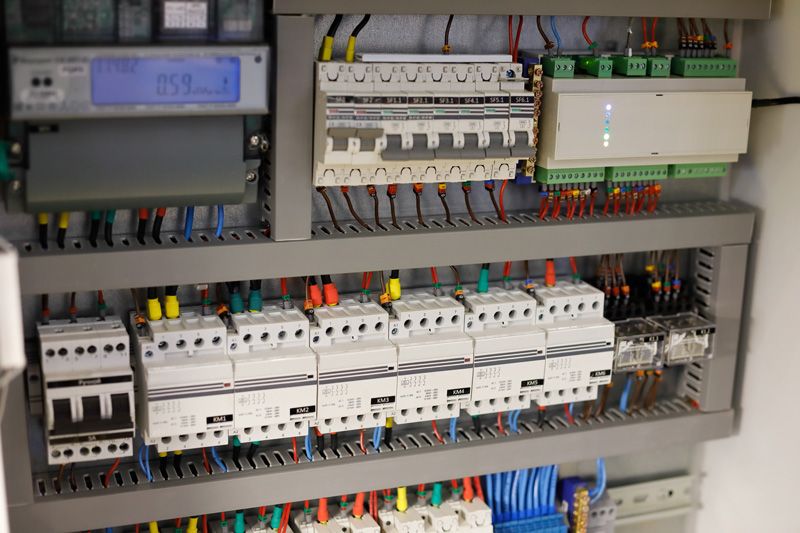 building automation controls panel of multiple devices