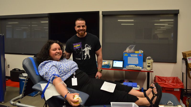 p1 service employee donating blood